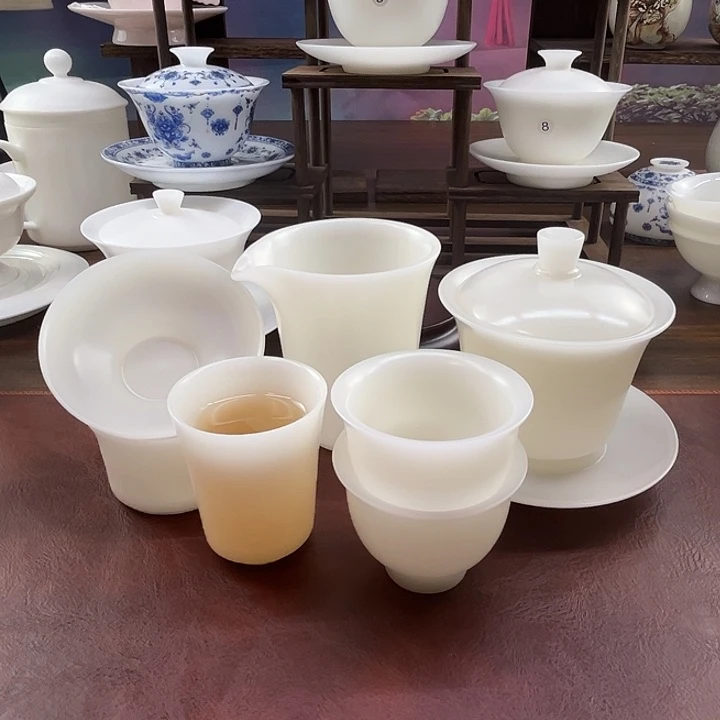 隐唐窑/精工璞玉素烧自生釉150ml高温10件套装