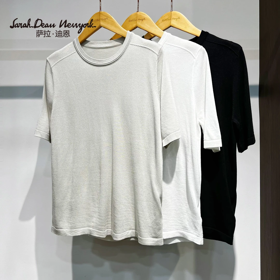 【萨拉迪恩】桑蚕丝莱赛尔舒适亲肤透气百搭T恤