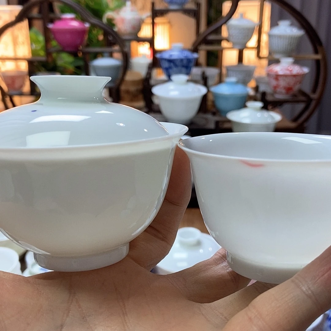 古**社微瑕脱胎瓷高温手工超薄胎白瓷套组