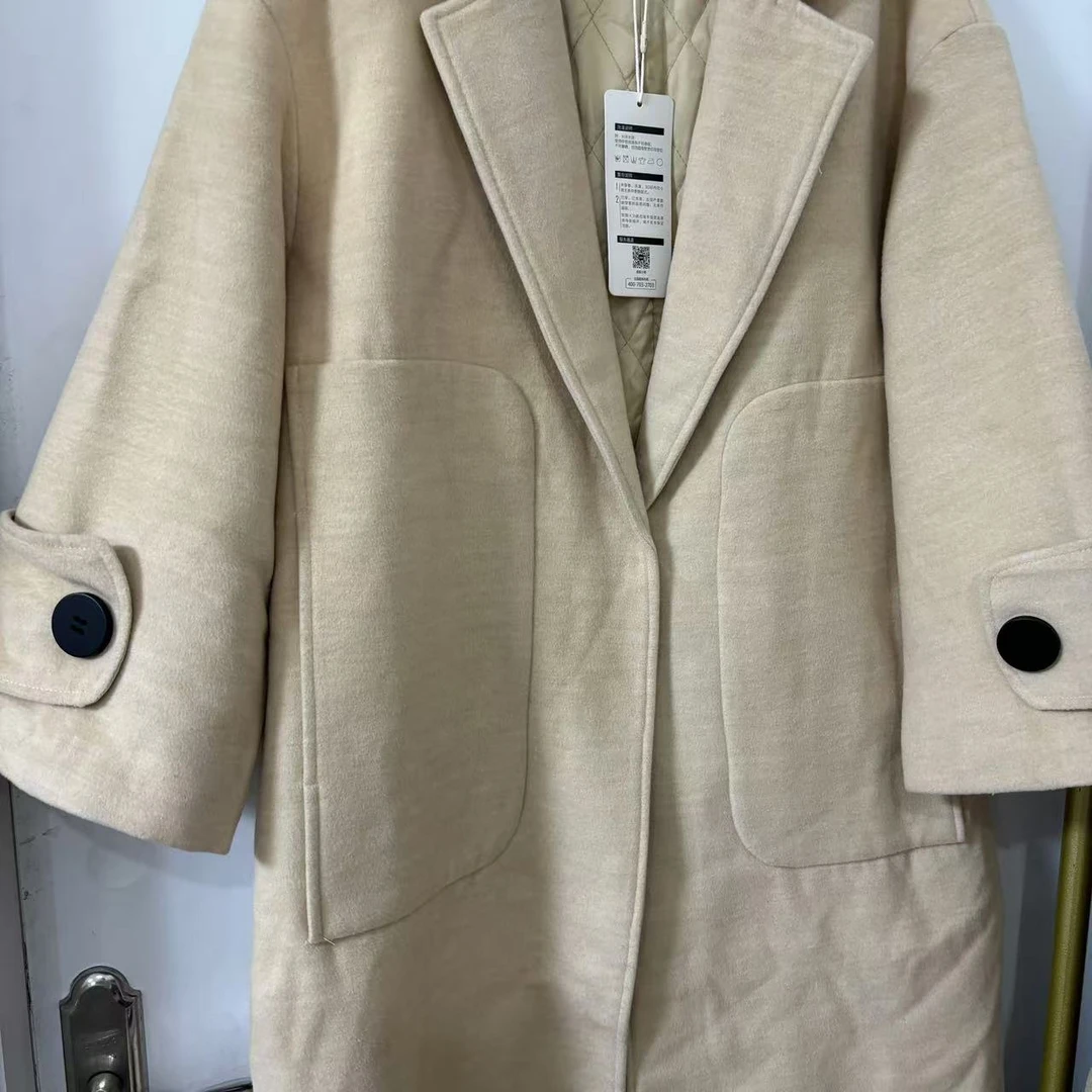 7024 GZ M27秋季新款大衣女中长款高端韩版毛呢西装领外套