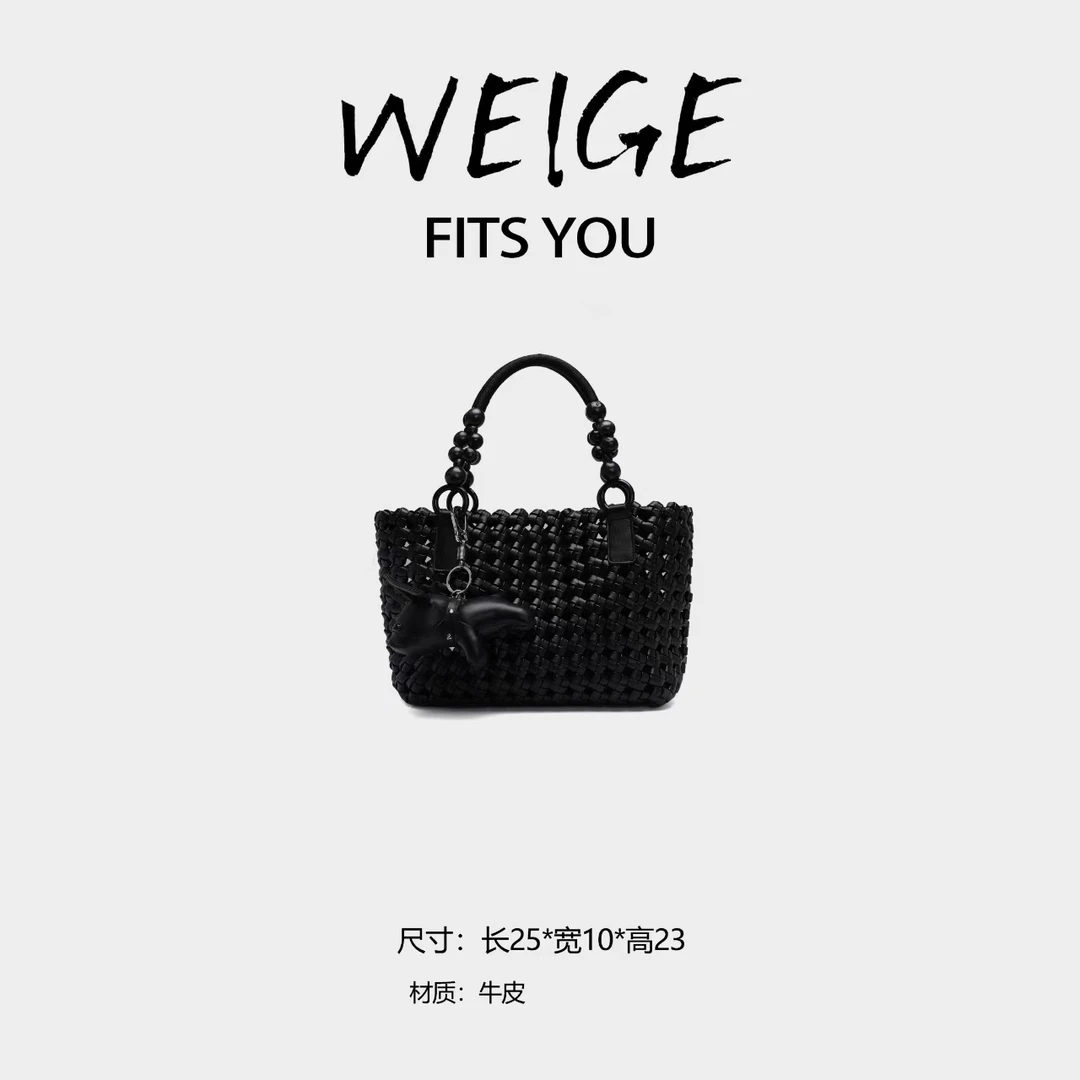 2025新款日系编织包时尚复古托特包F8055黑色