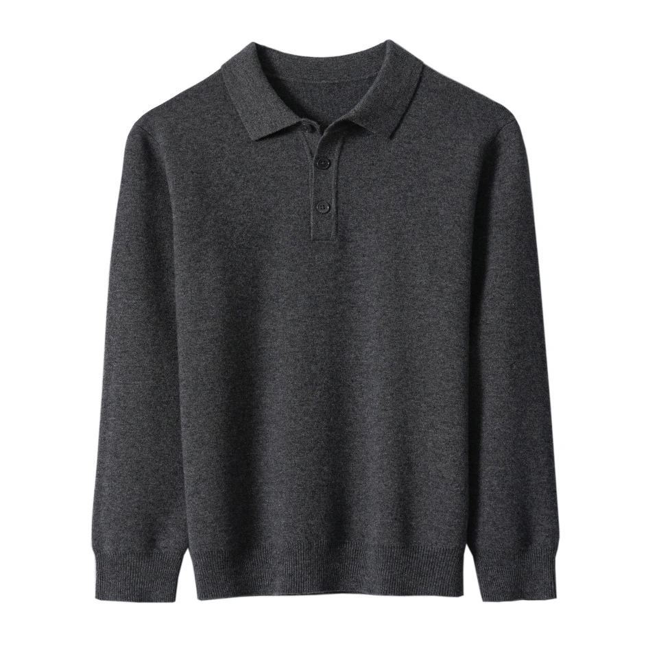 羊绒羊毛混纺POLO翻领针织衫22068