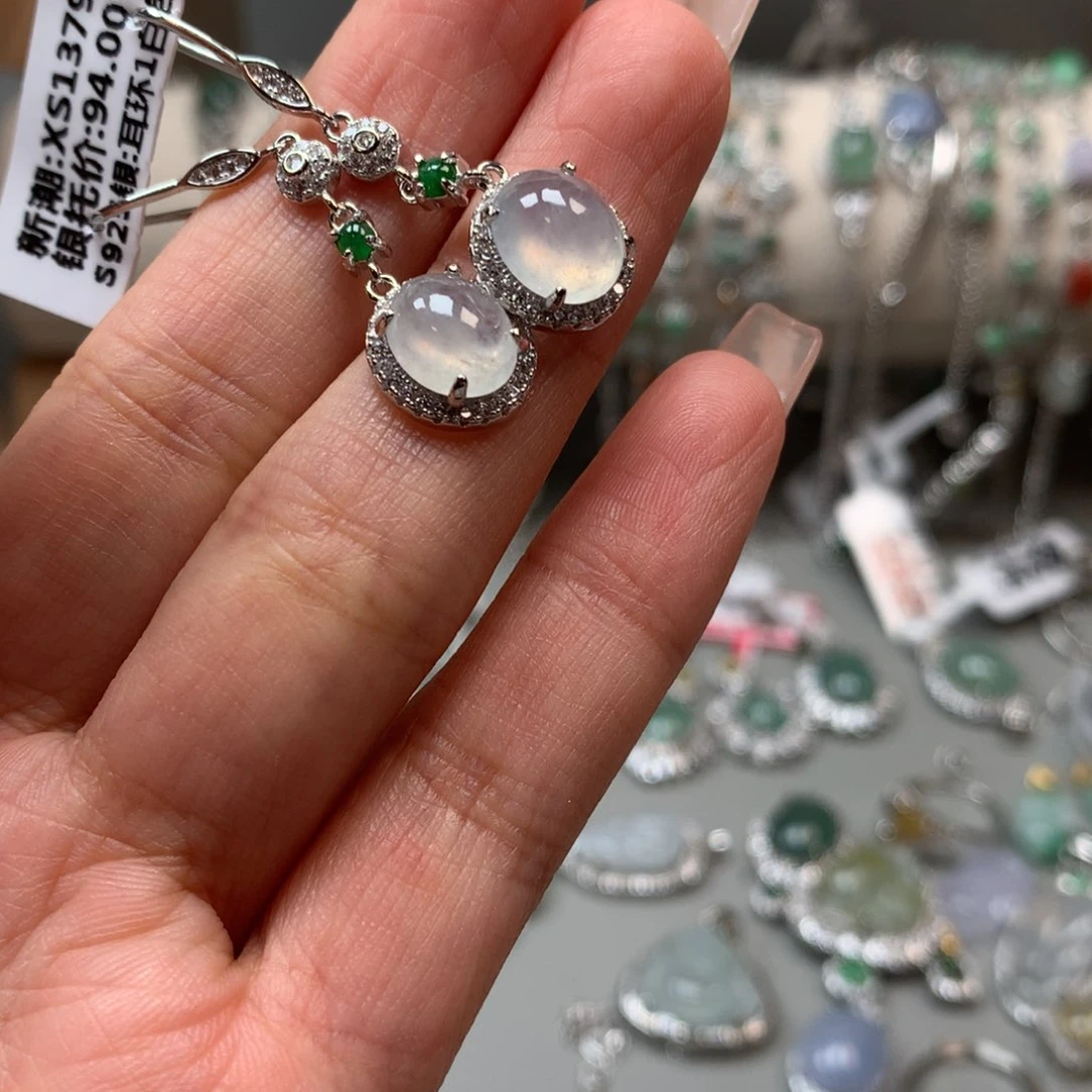 翡翠银S925镶嵌吊坠(不含链)耳钉45