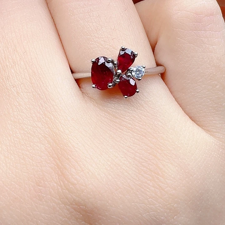 银S925镶嵌戒指红宝石