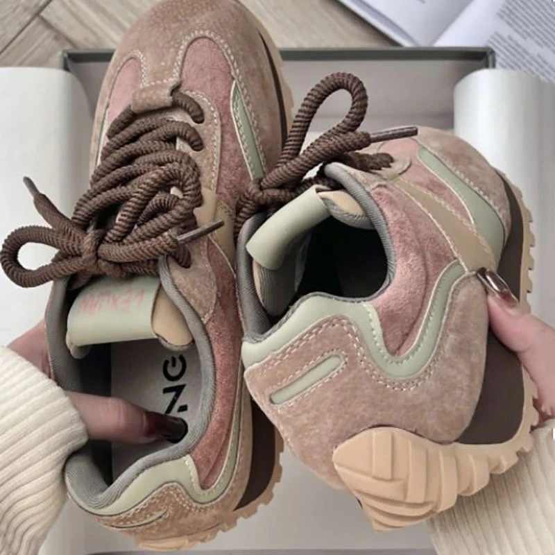 复古德训鞋超火拼色厚底运动鞋女鞋2025秋季新女士秋季户外厚底鞋