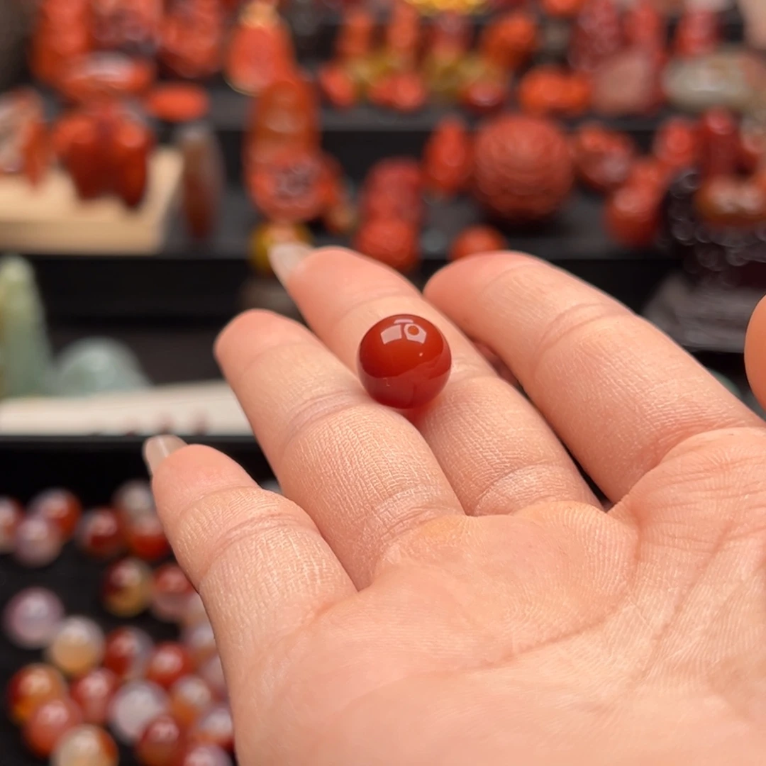 橙***颜南红玛瑙未镶嵌单珠