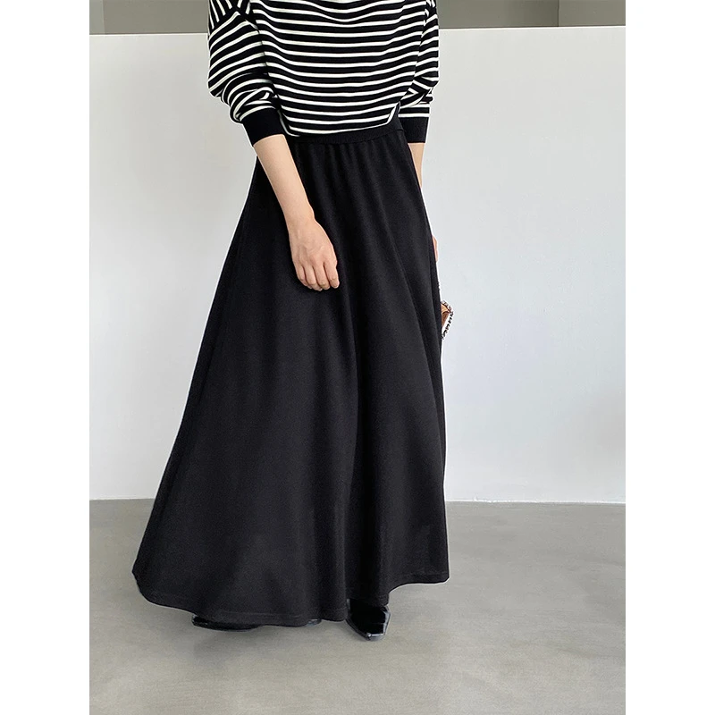 江左 瘦瘦裙～法式垂感显瘦黑色a字裙伞裙秋季新款气质长裙