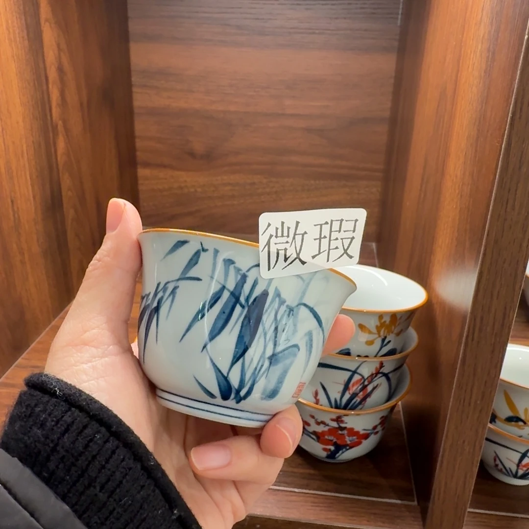 釉下手绘茶具微瑕