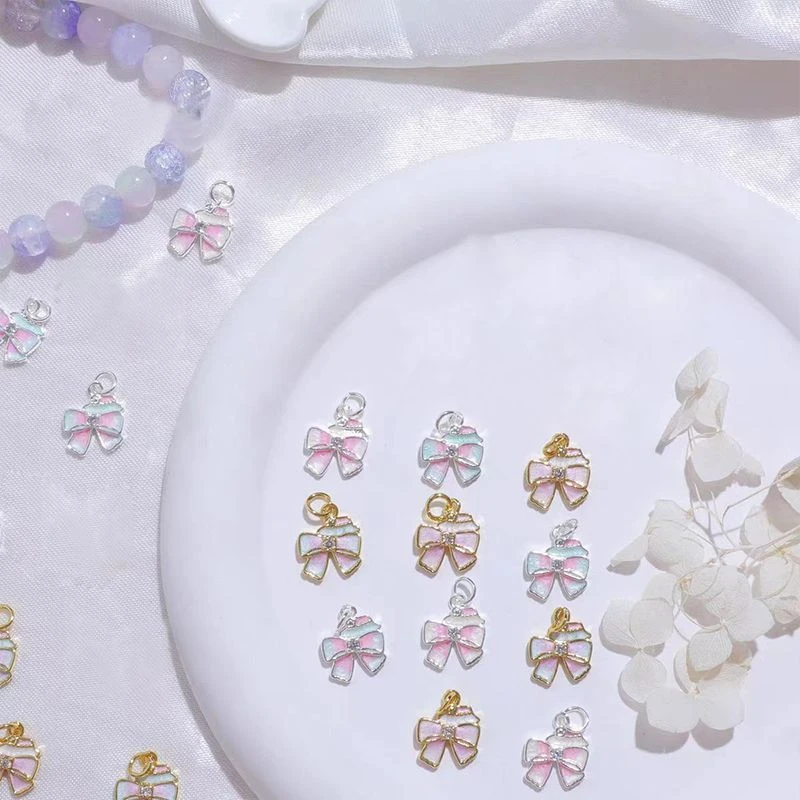 法式少女风戴帽子的蝴蝶结吊坠diy散珠手链项链手机链耳饰品配件