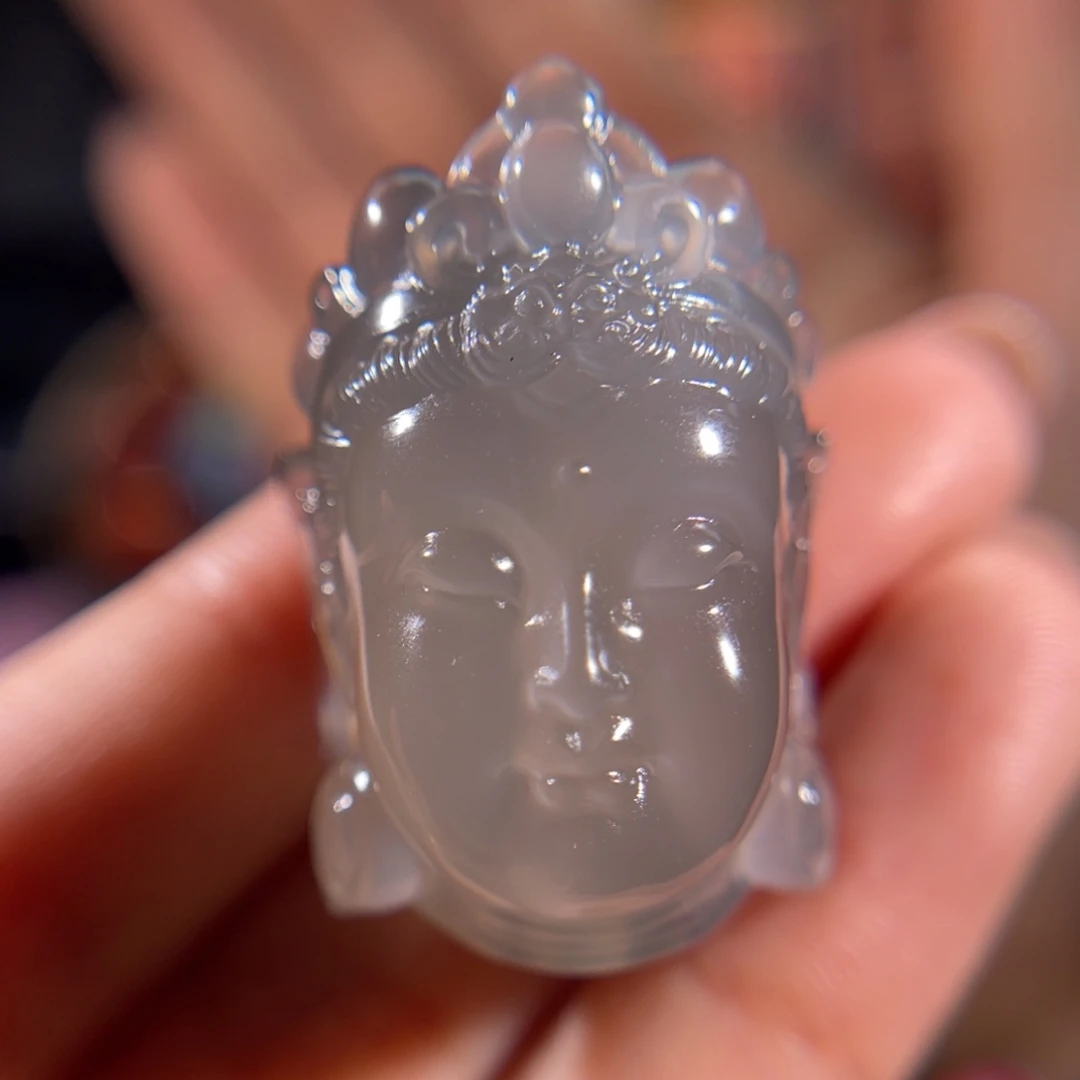 玛瑙/玉髓未镶嵌黑冰 度母观音