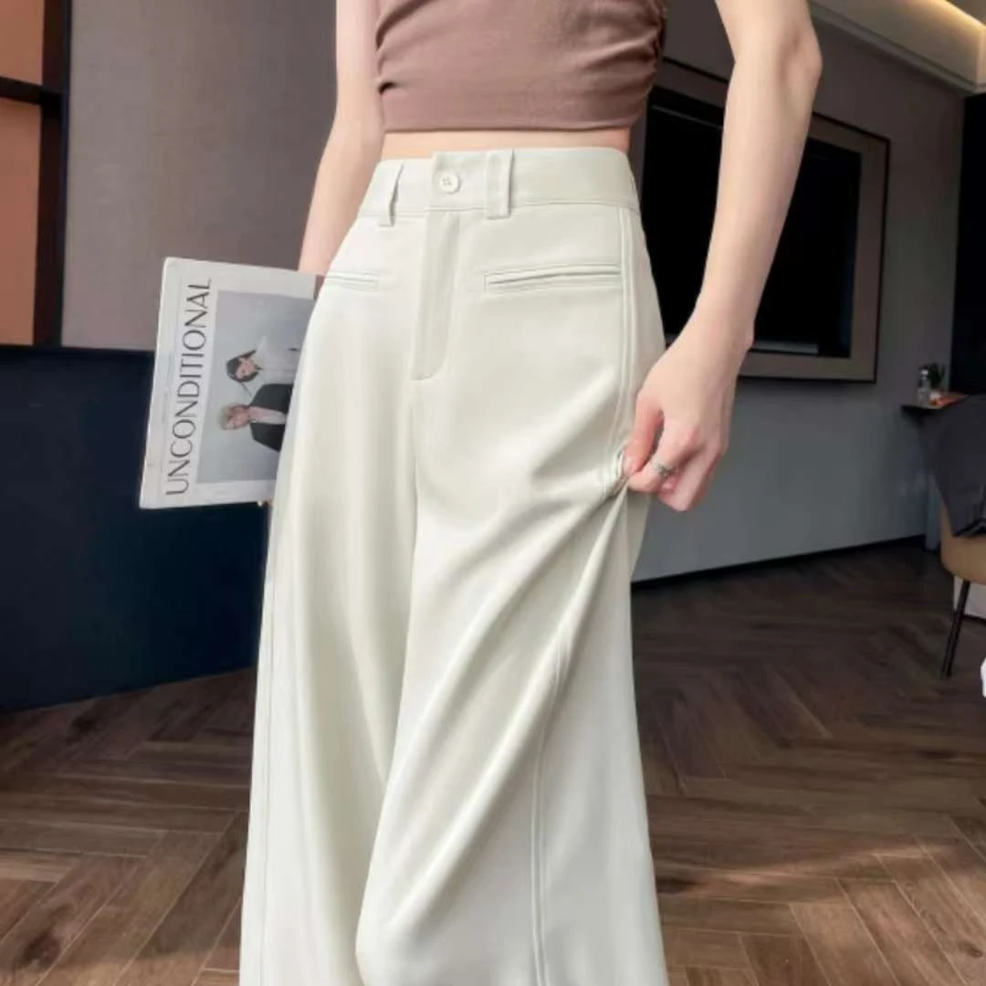 （运费补贴）西装窄版阔腿裤2025春季高腰弯刀裤高级感直筒拖地裤