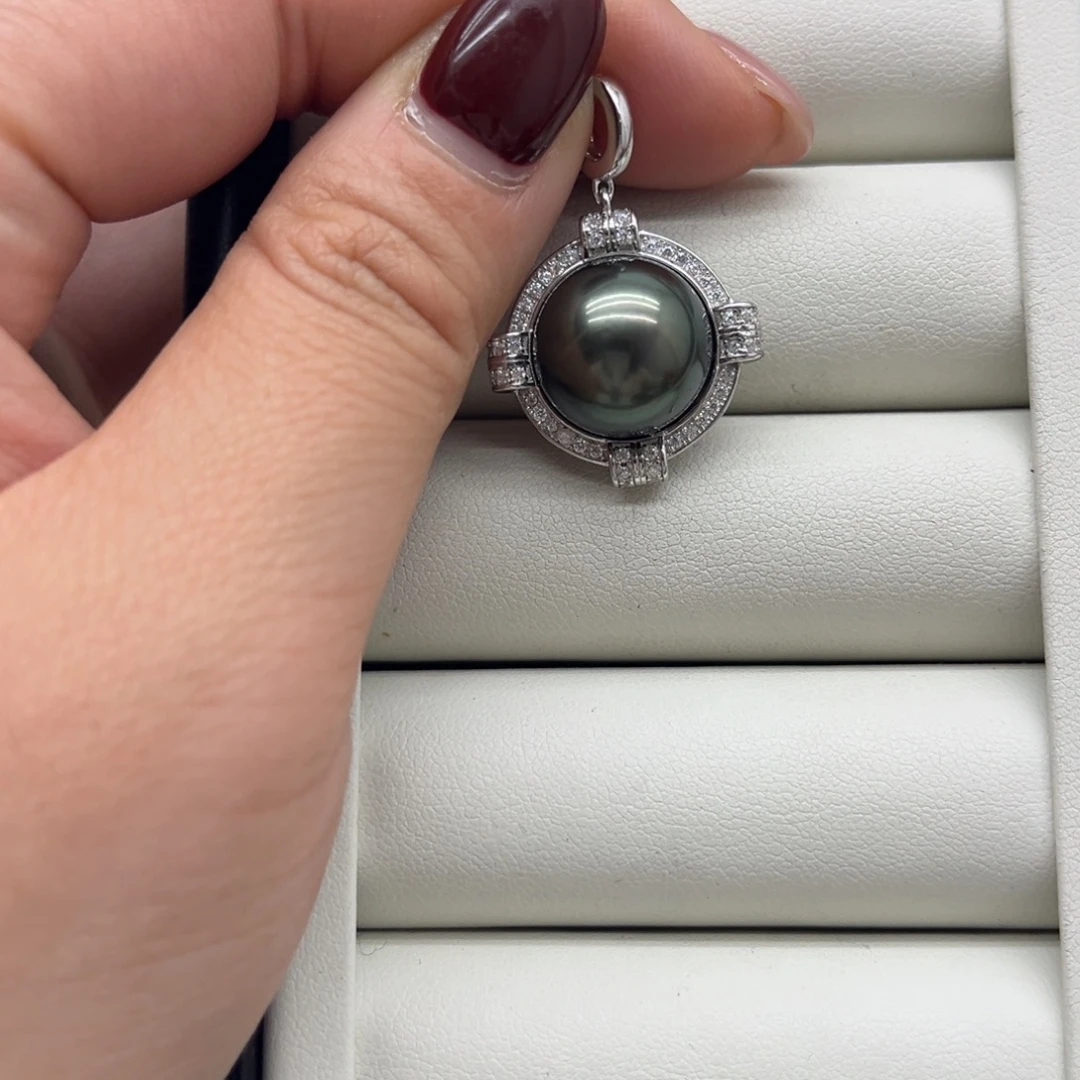 银S925镶嵌吊坠(不含链)海水珍珠