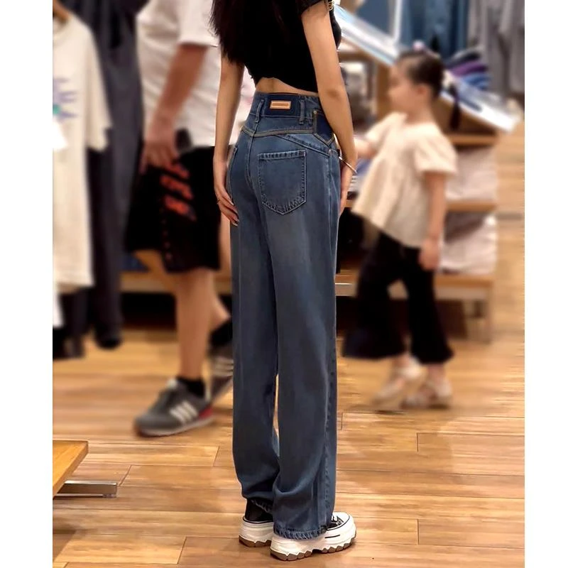 显瘦阔腿牛仔裤女2025秋季新款时尚软牛仔裤冰丝小个子高腰直筒裤