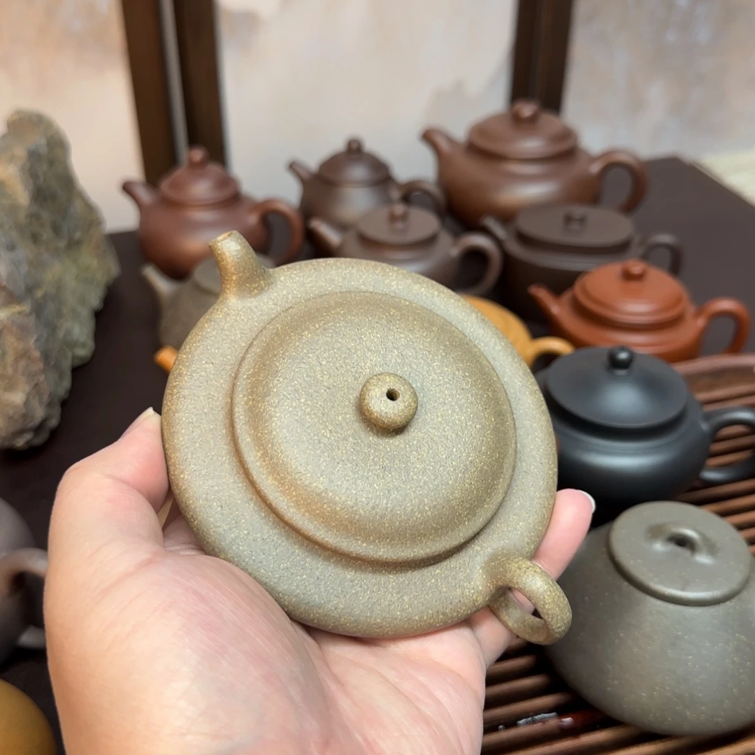 紫砂茶壶老青段虚扁壶