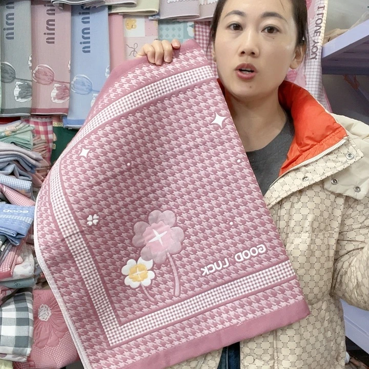 棉纱布特价酒红色千鸟格