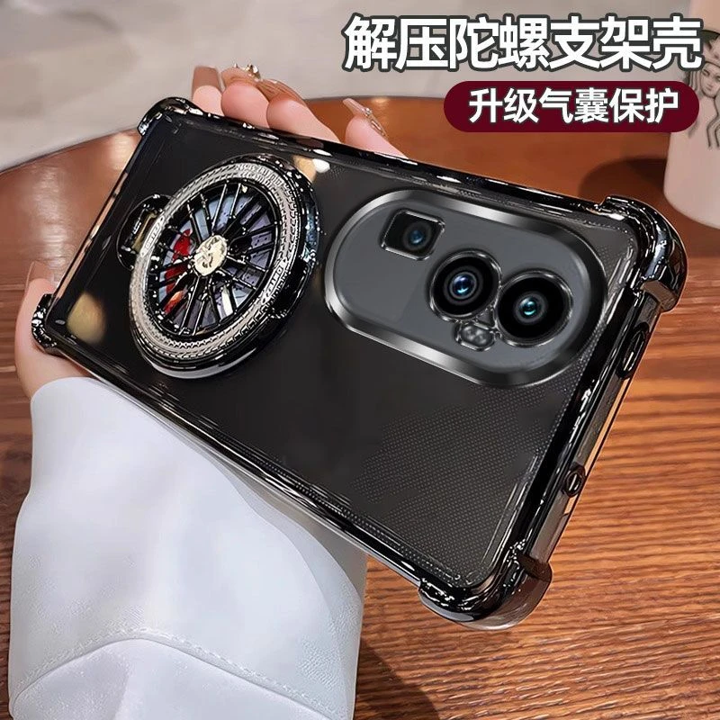 气囊防摔OPPOReno10手机壳PHW110高质量全包镜头陀螺磁吸支架简约