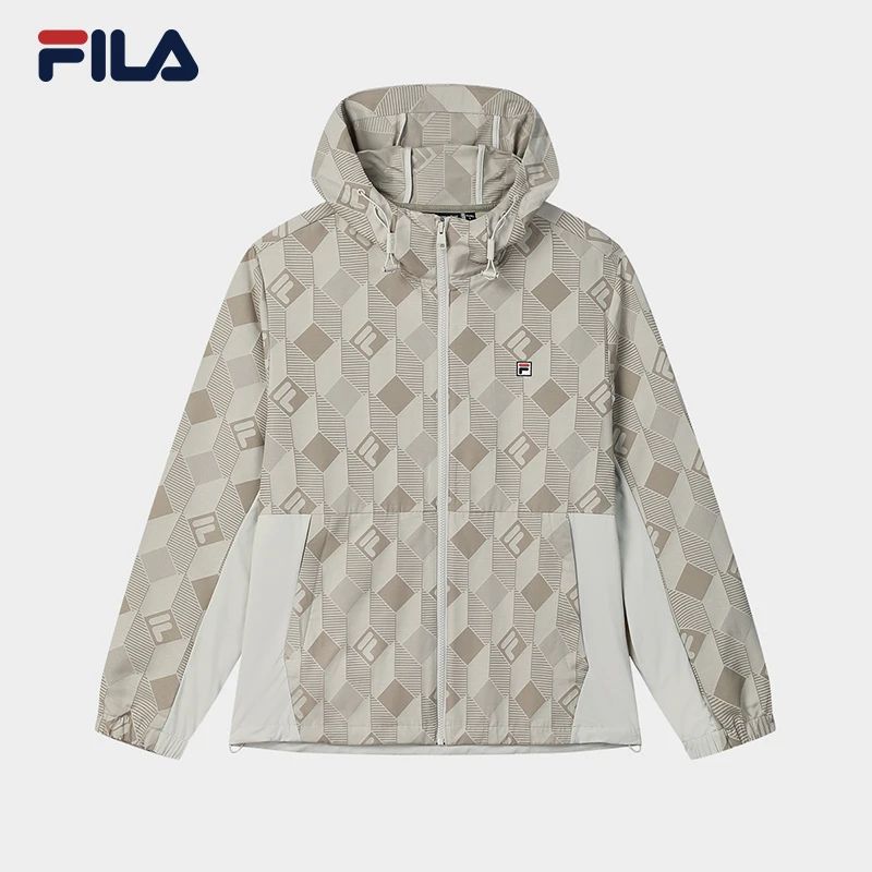 FILA斐乐春新款男士【潮流满印】户外运动梭织上衣外套F11M528703F