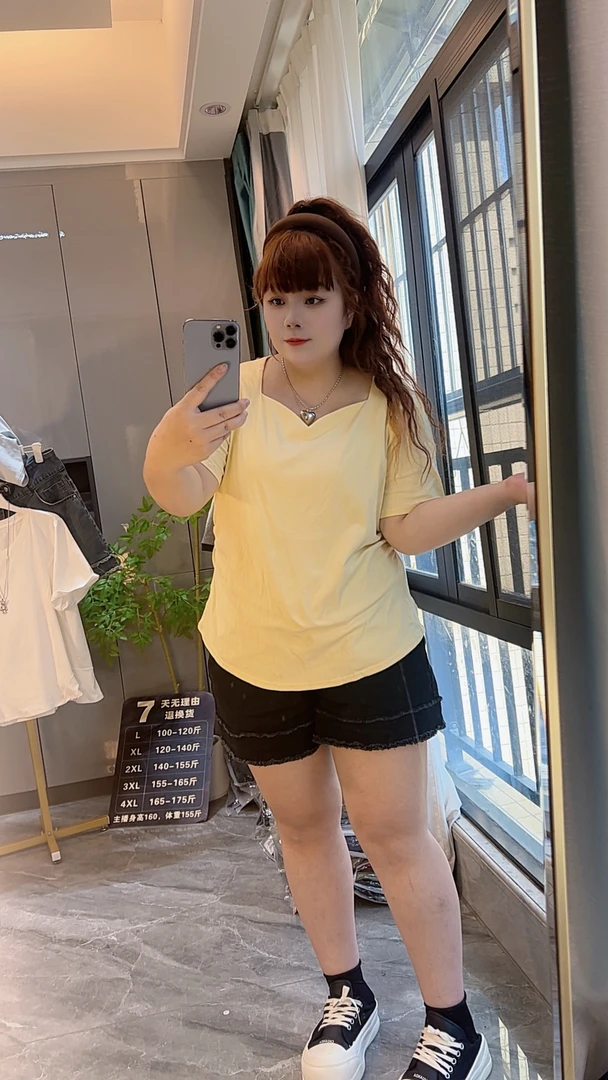 35565（福利款）夏季桃心领时尚气质显瘦大码T恤