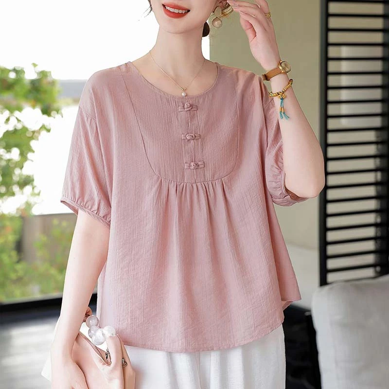 妈妈夏装洋气短袖t恤中年端庄大气套装中老年洋气小衫宽松上衣女