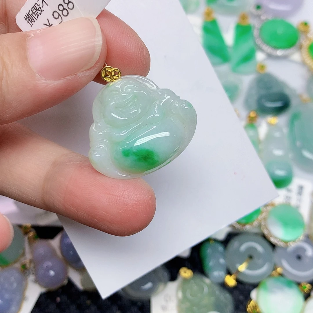 翡翠18K金镶嵌颈饰456677