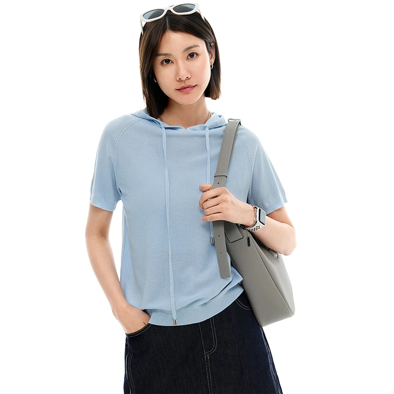 CLOUDSPACE/云上生活【惬意衫】网眼针织透气短袖女T恤2025夏季上衣