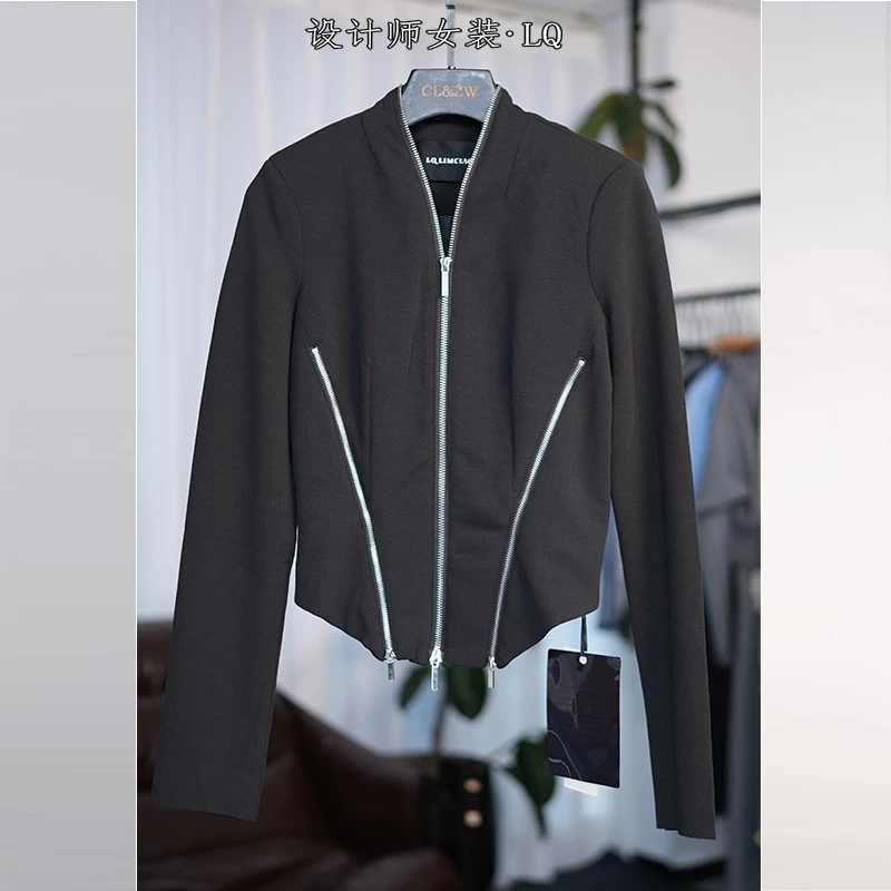 【Q-俏俏】设计师款三重拉链气质显瘦卫衣外套81101