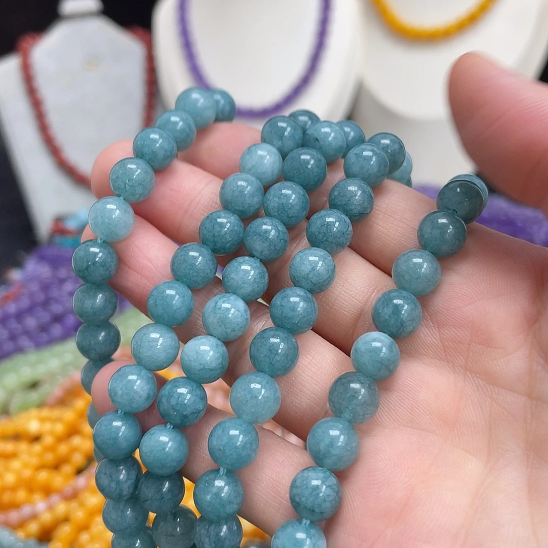 玛瑙/玉髓未镶嵌半成品海蓝宝玉髓8米