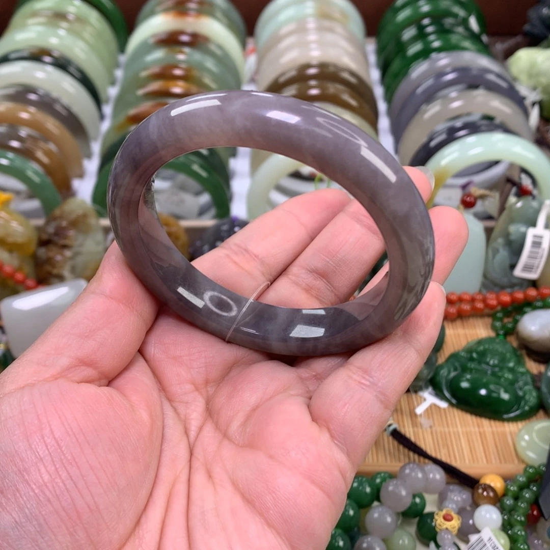 和田玉未镶嵌手镯57_58口径