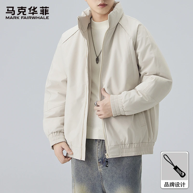 马克华菲冬季加厚夹克男士立领宽松百搭加棉防风保暖衣服工装外套