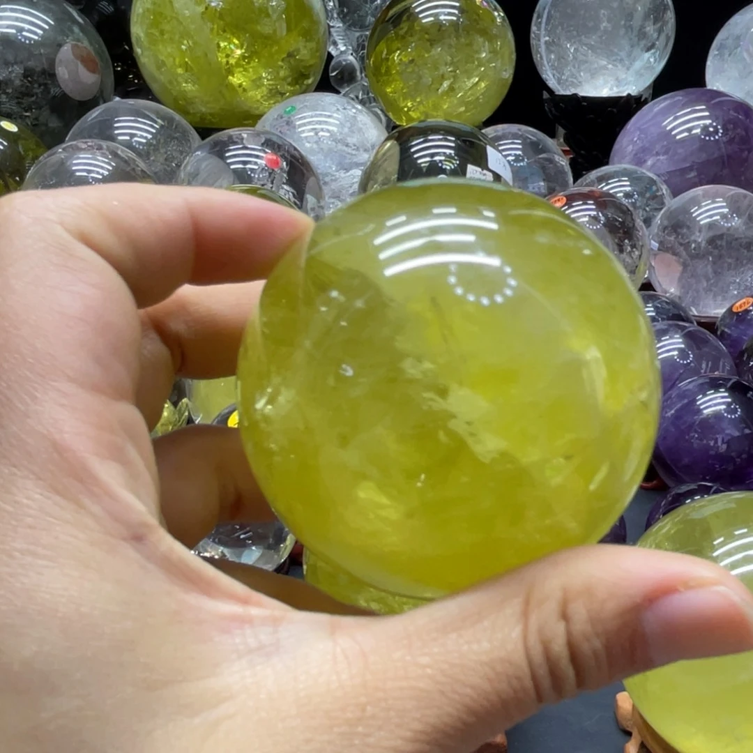 未镶嵌珠宝半成品水晶MM黄水晶球C2362