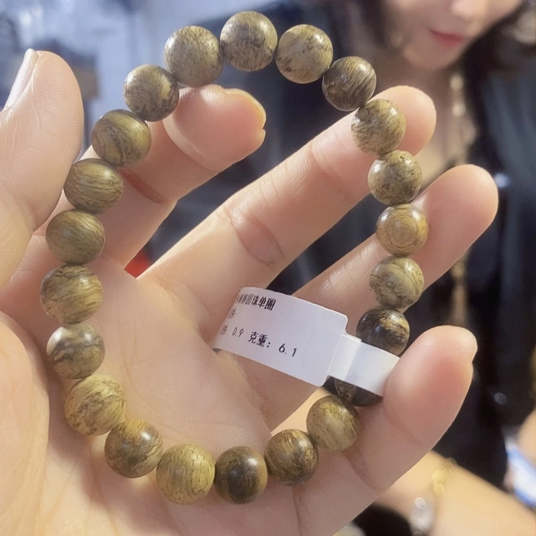 手串沉香柬埔寨圆珠单圈0.9/6克+多样性发一