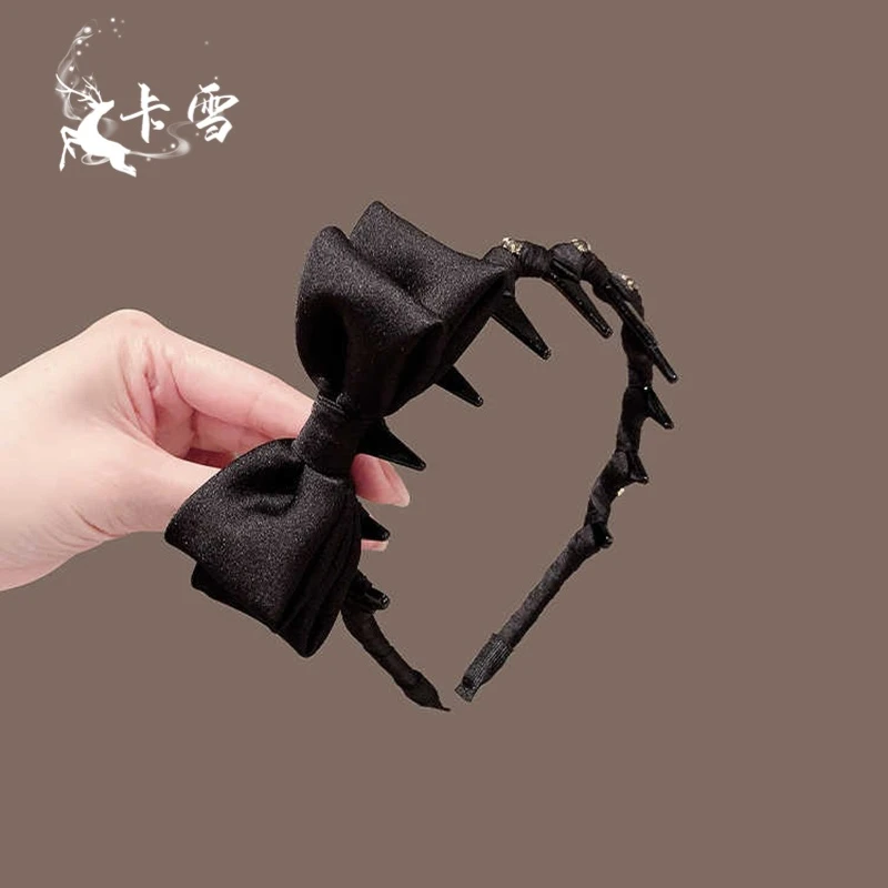 梦灵黑色蝴蝶结发箍女2025新款高级感头箍发卡头饰发捆带齿发饰