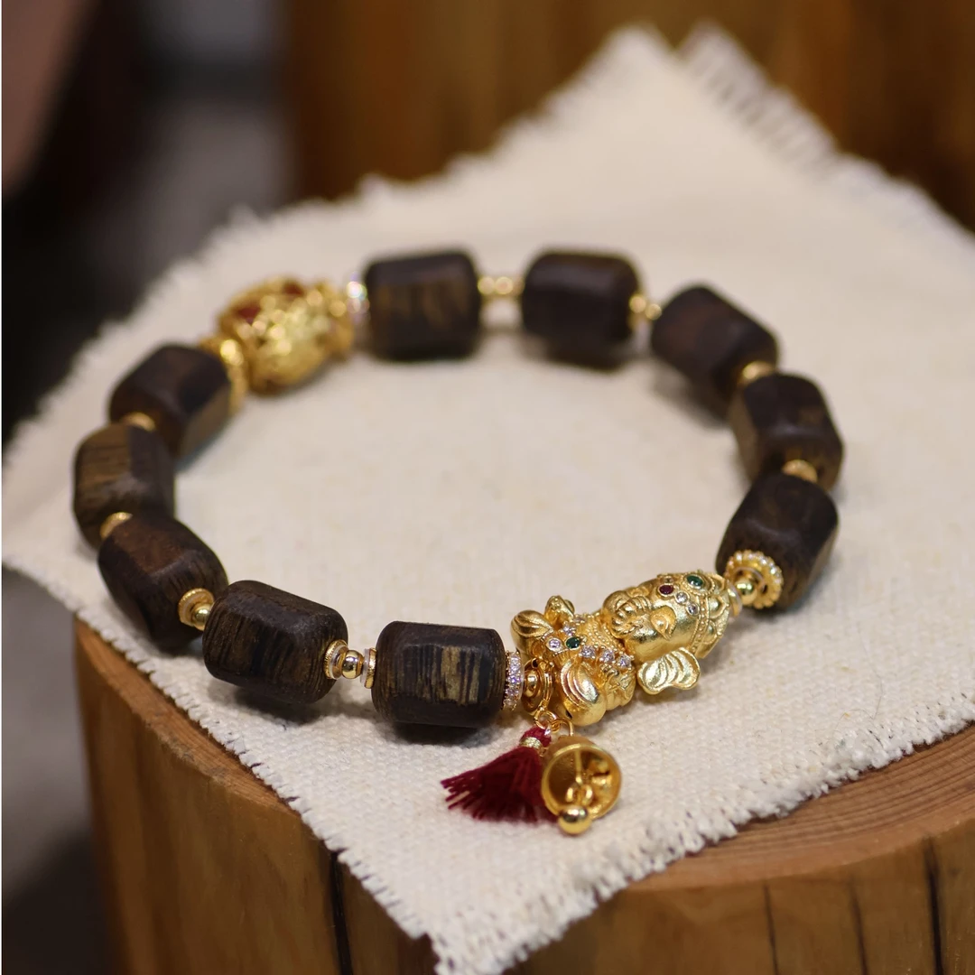 沉香今喜原创设计S925银沉香手串J1163【多样性发一】珠径8+mm