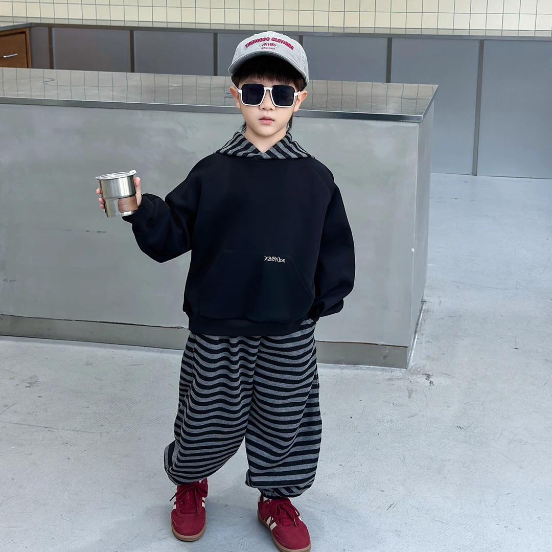 男童套装春秋款2025新款儿童连帽卫衣休闲两件套宝宝秋季运动童装