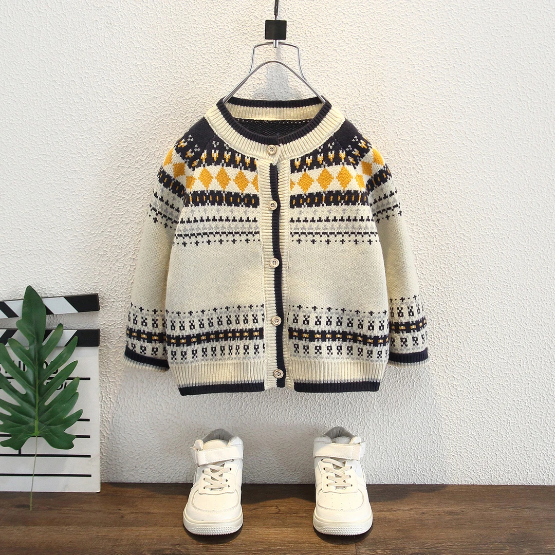 宝宝开衫毛衣儿童秋冬装新款洋气加厚针织衫时髦保暖开衫宝宝开衫