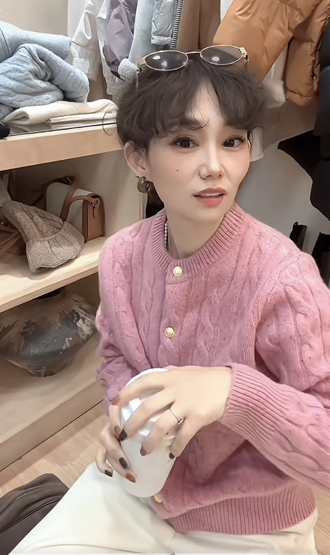 UM韩系点子纱麻花开衫全羊毛厚实百搭开衫2024冬季新款百搭