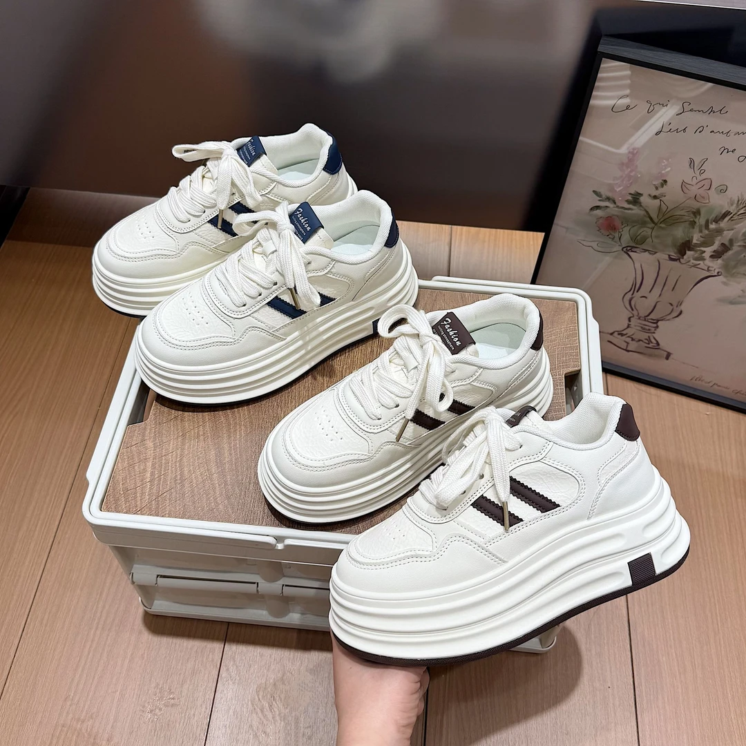 【琥珀流光】厚底增高小白鞋女款2025秋季透气软底软面休闲运动板鞋