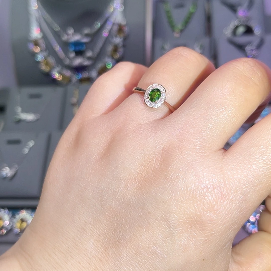 【闪购商品】透辉石戒指银S925镶嵌