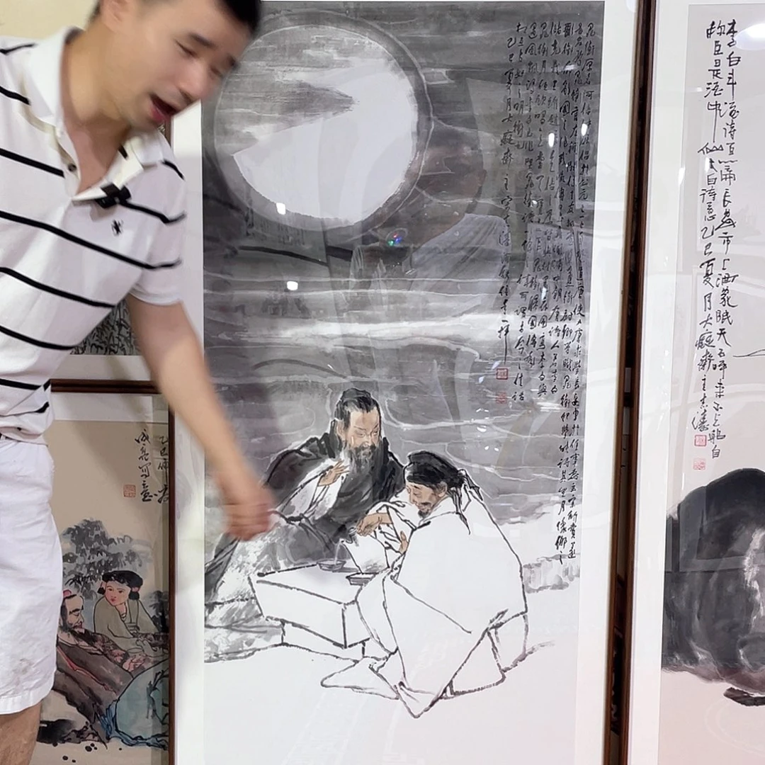 国画手绘画作品带框80/160