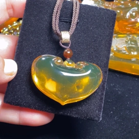 琥珀未镶嵌裸石如意锁