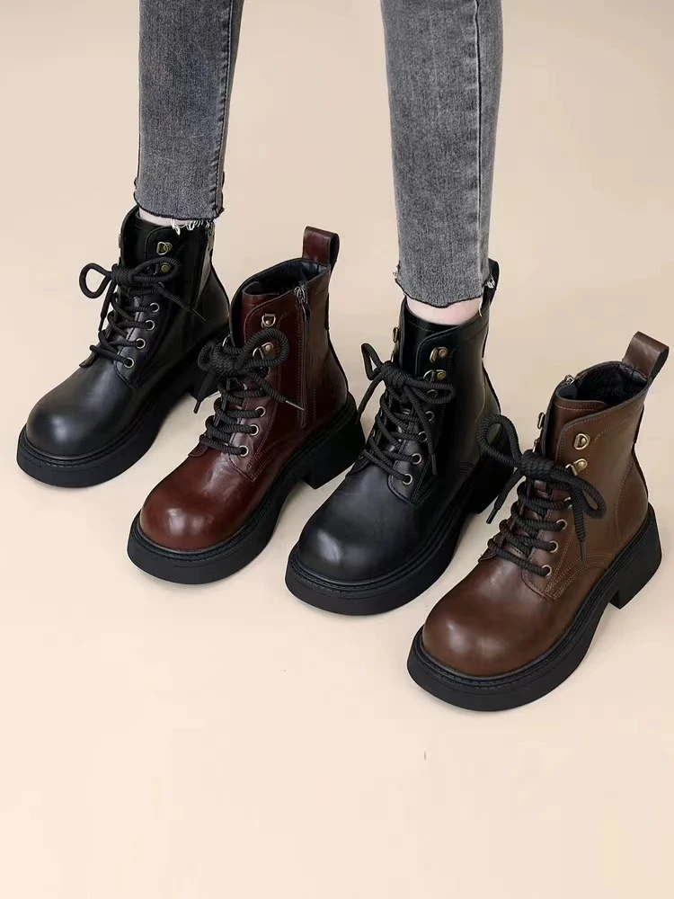 秋冬新款韩版通勤瘦瘦简约粗跟裸靴短靴C6815(加薄绒)