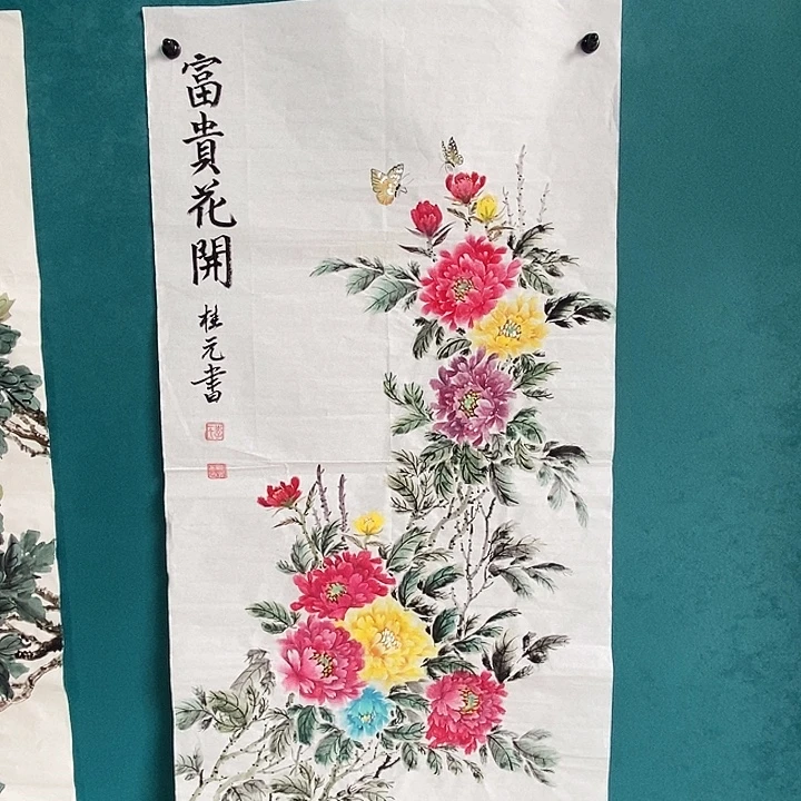 国画三尺手绘牡丹