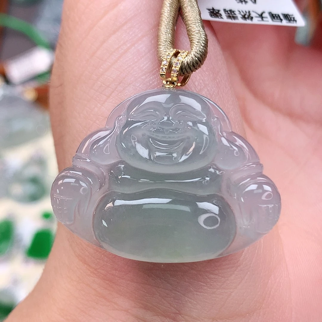 颈饰18K金镶嵌翡翠佛公