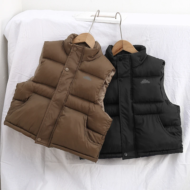 新款童装儿童棉马甲男童背心外穿2025秋冬女童加厚立领马甲中大童