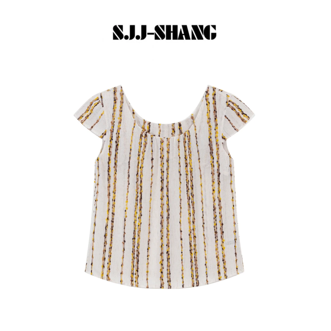 SJJ-SHANG【姐系假日】25ss新品苎麻纹理透气清凉感上衣q134657p