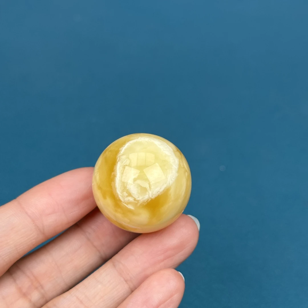 Y1485天然原矿蜜蜡 浓蜡妖花圆珠26.8mm 10.7克 100克价
