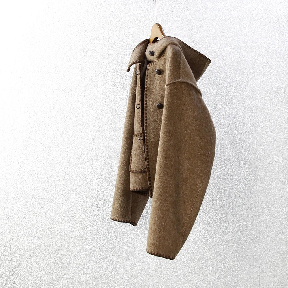 ..伯爵红茶 90绵羊毛 双面呢外套