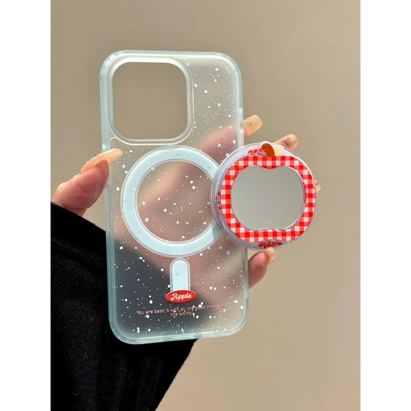 适用苹果iphone16promax个性泼墨15pro磁吸14pro支架13镜子手机壳