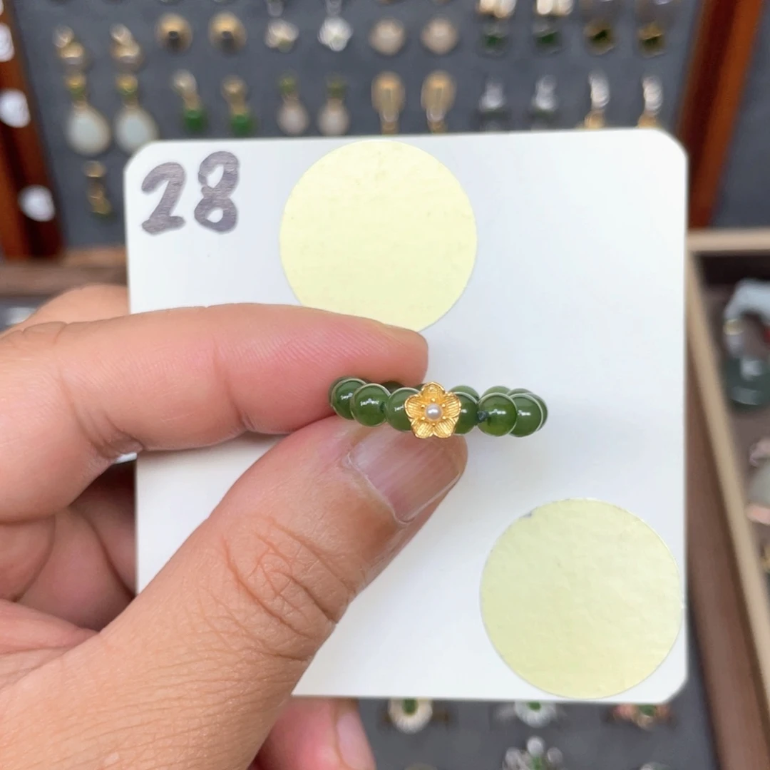 和田玉（碧玉）戒指银S925镶嵌和田玉28