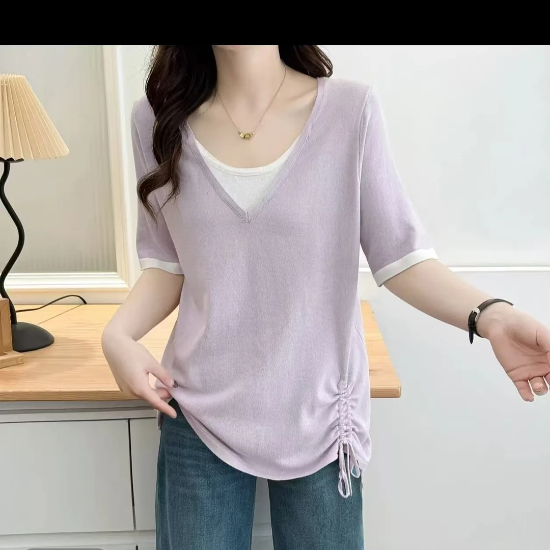 万万专属0869夏季麻花马仔刺绣短款针织设计感休闲百搭显瘦上衣